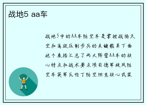 战地5 aa车